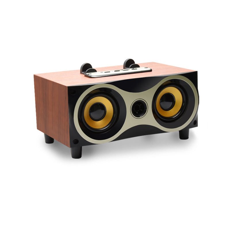 Haut-parleurs Bluetooth doubles en bois avec caisson de basses rétro