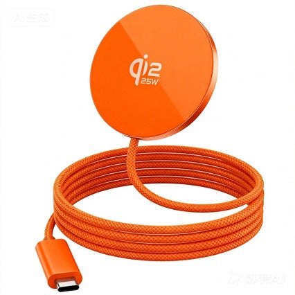 25W ultra-thin magnetic wireless fast charger in white, gray, and orange colors