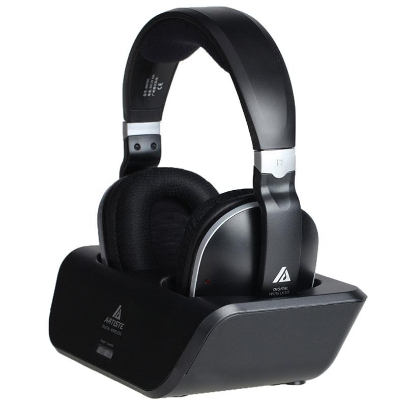 Casque TV Sans Fil On-Ear — Basses Profondes, Design Confort — Noir