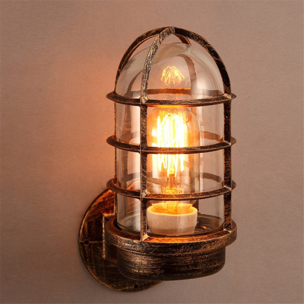Lampe de Bar Vintage Extérieur — Verre & Métal, Culot E27, Tête Orientable