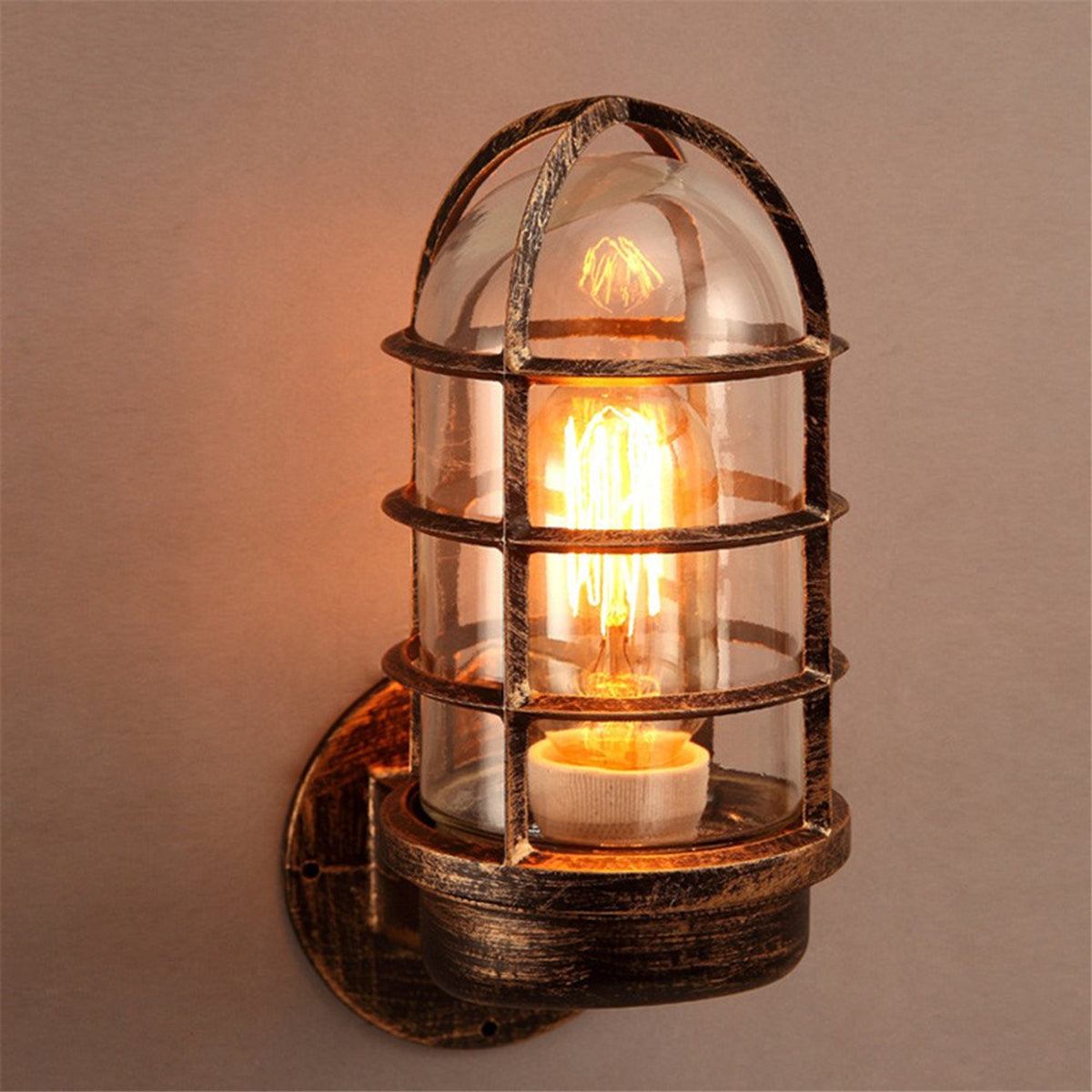 Lampe de Bar Vintage Extérieur — Verre & Métal, Culot E27, Tête Orientable
