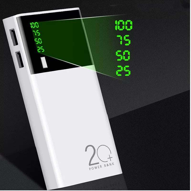 Batterie Externe 20000mAh Lithium 18650 — Coque Aluminium, Câble Inclus