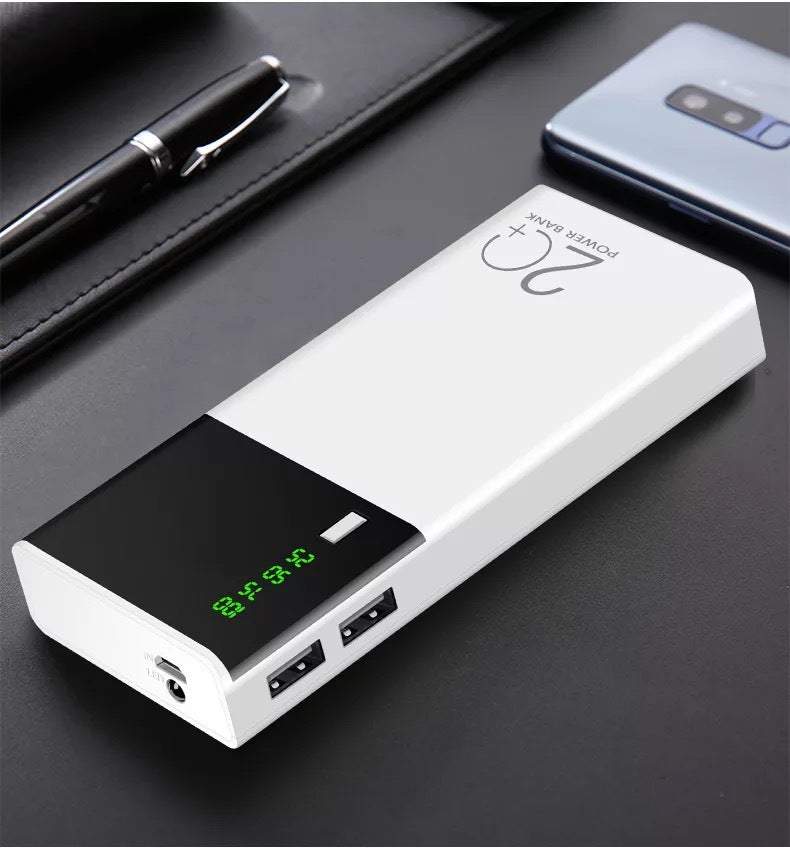 Batterie Externe 20000mAh Lithium 18650 — Coque Aluminium, Câble Inclus