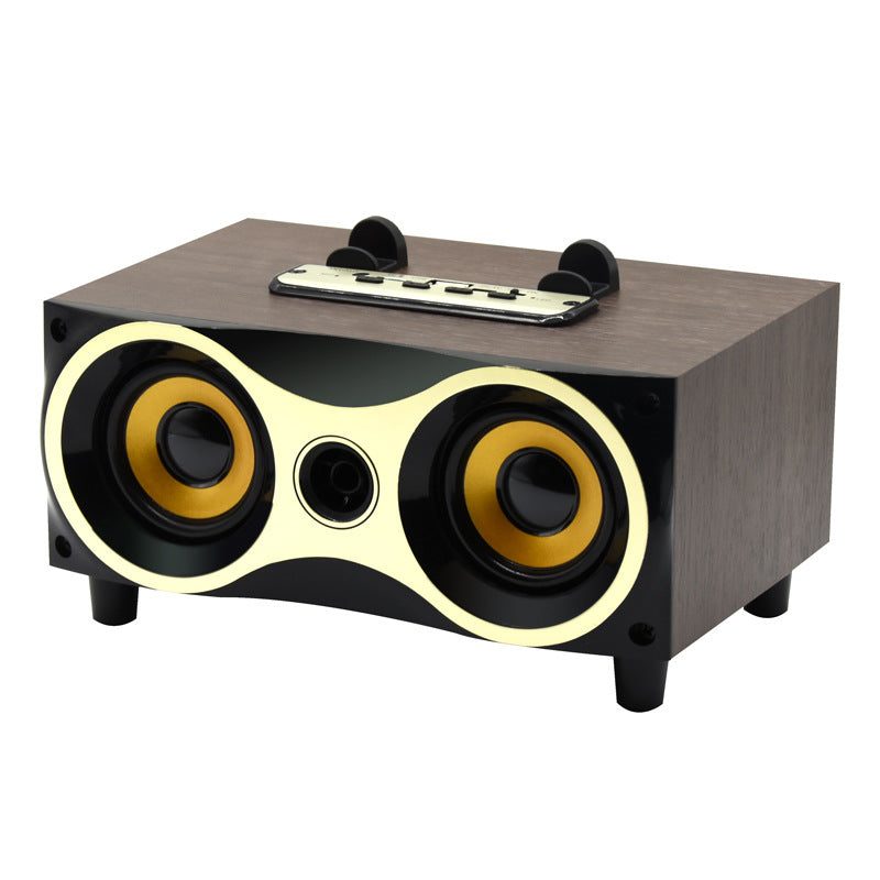 Enceinte Bluetooth Bois Rétro — Subwoofer 5W×2, Radio FM, Carte TF, Autonomie 4-6h — 2 coloris
