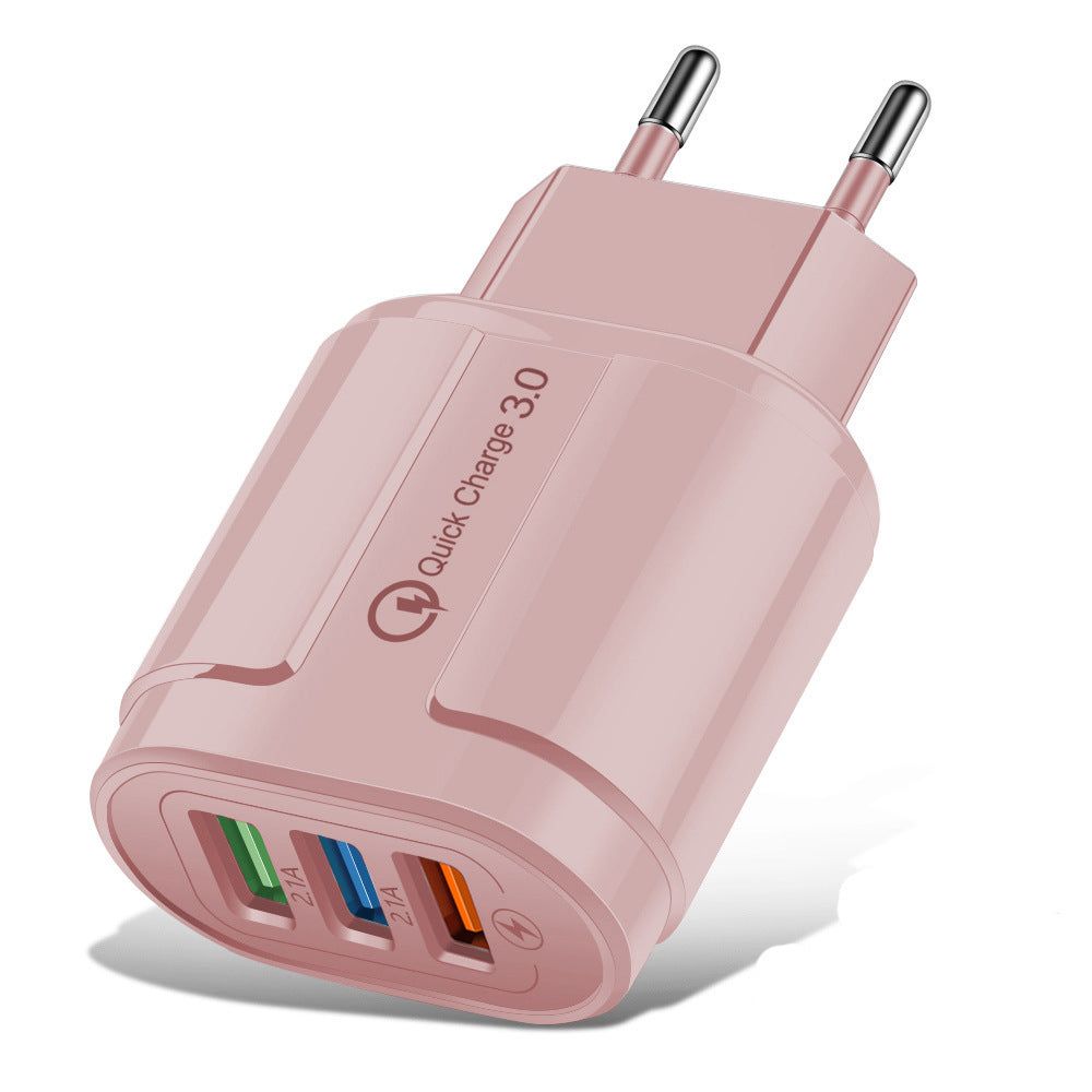 Macaron color charging plug with 3-port 5V 2A charger in multiple American and European standard colors