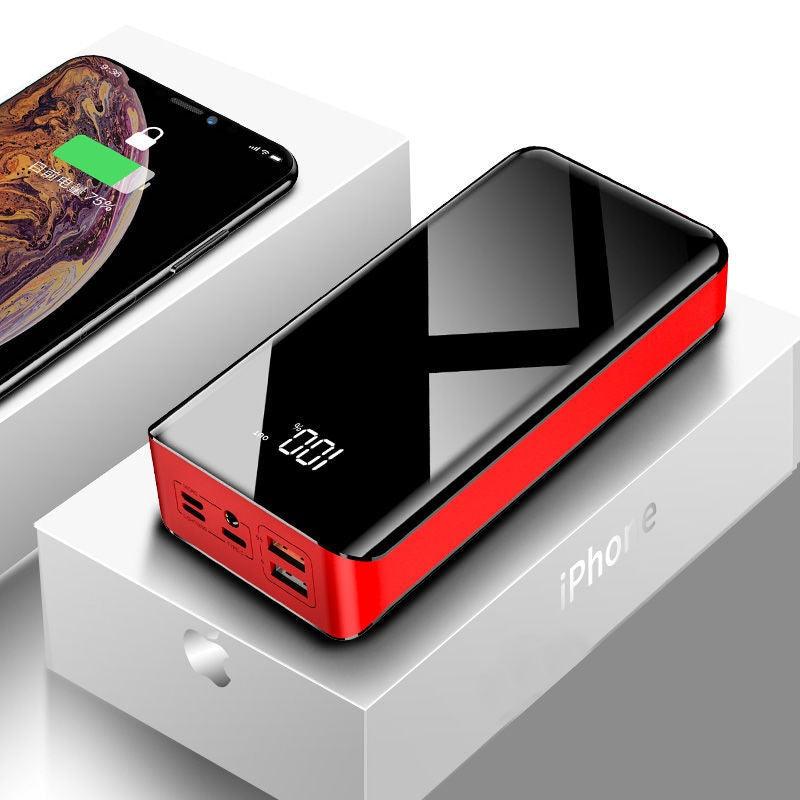30000mAh power bank with LCD display, double-sided UV coating, compact size, and universal device compatibility