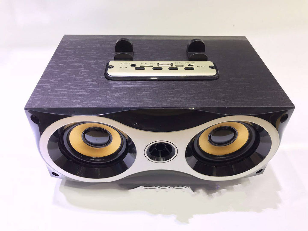 Enceinte Bluetooth Bois Rétro — Subwoofer 5W×2, Radio FM, Carte TF, Autonomie 4-6h — 2 coloris