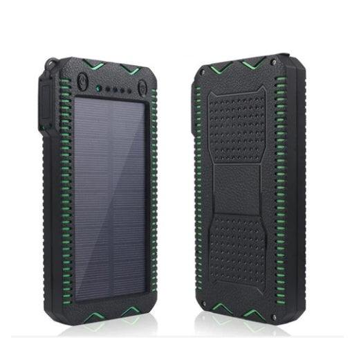 Batterie Externe Solaire Rugged — Torche LED, Briquet, Étanche & Anti-Choc