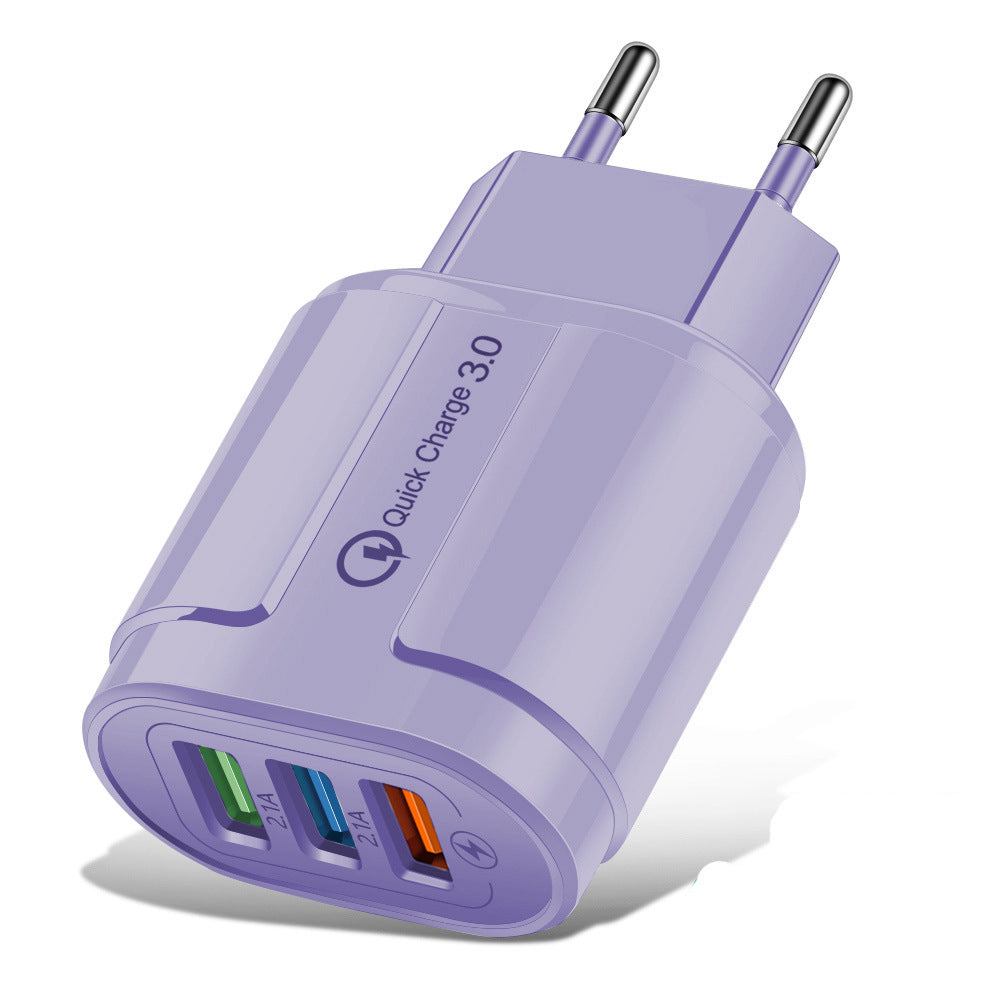 Macaron color charging plug 3-port 5V 2A charger in multiple colors and standards