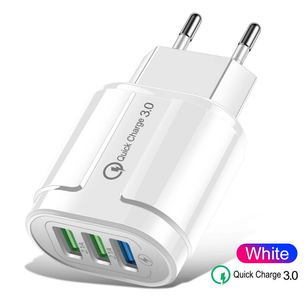 Macaron color charging plug 3-port 5V2A charger with American and European standards in multiple colors