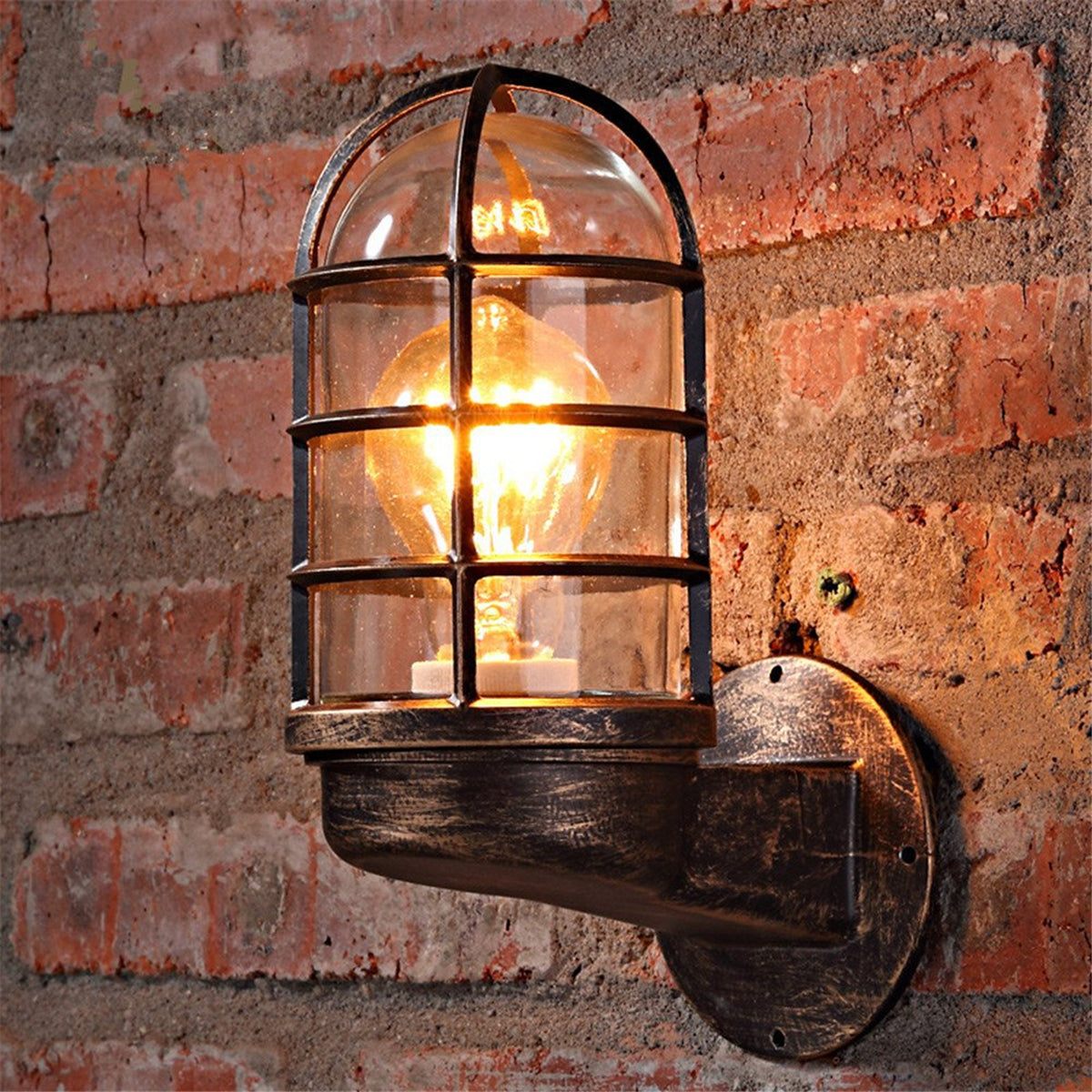 Lampe de Bar Vintage Extérieur — Verre & Métal, Culot E27, Tête Orientable