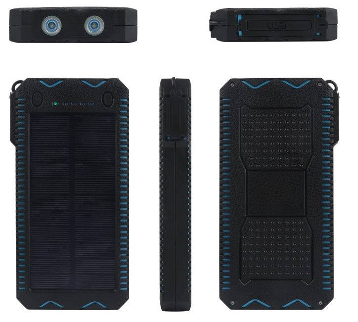 Batterie Externe Solaire Rugged — Torche LED, Briquet, Étanche & Anti-Choc