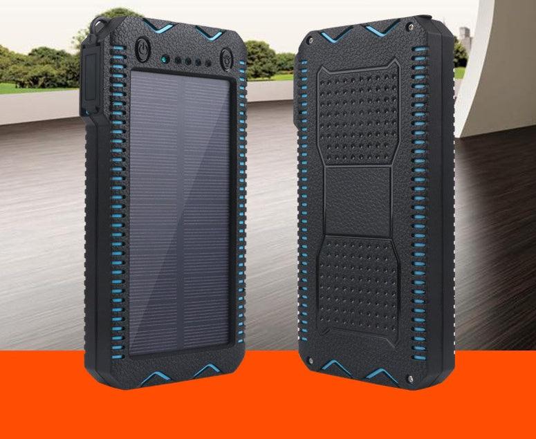 Batterie Externe Solaire Rugged — Torche LED, Briquet, Étanche & Anti-Choc