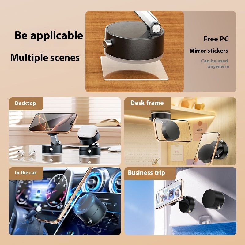 Foldable magnetic vacuum car phone holder with suction cup for hands-free smartphone navigation