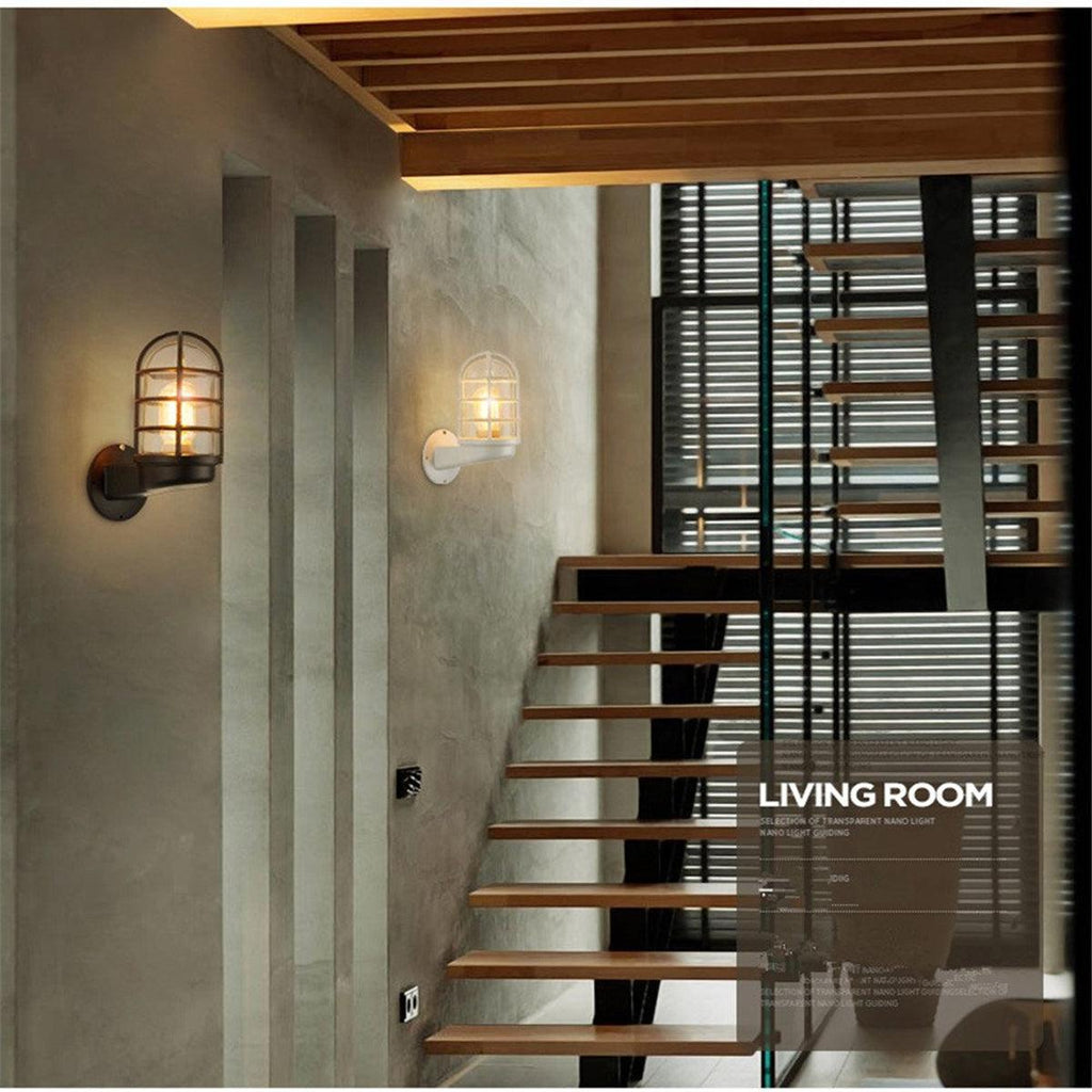 Lampe de Bar Vintage Extérieur — Verre & Métal, Culot E27, Tête Orientable