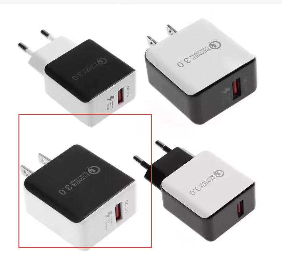 QC30 Charger Head 5V3A USB fast charging plug in white and black with American and European standards