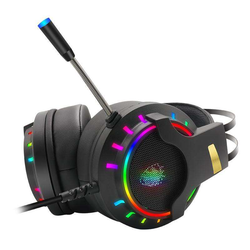 Wired USB headset with microphone for PC, wearing ear protection type, 2m cable, ideal for internet cafes and gaming desktops