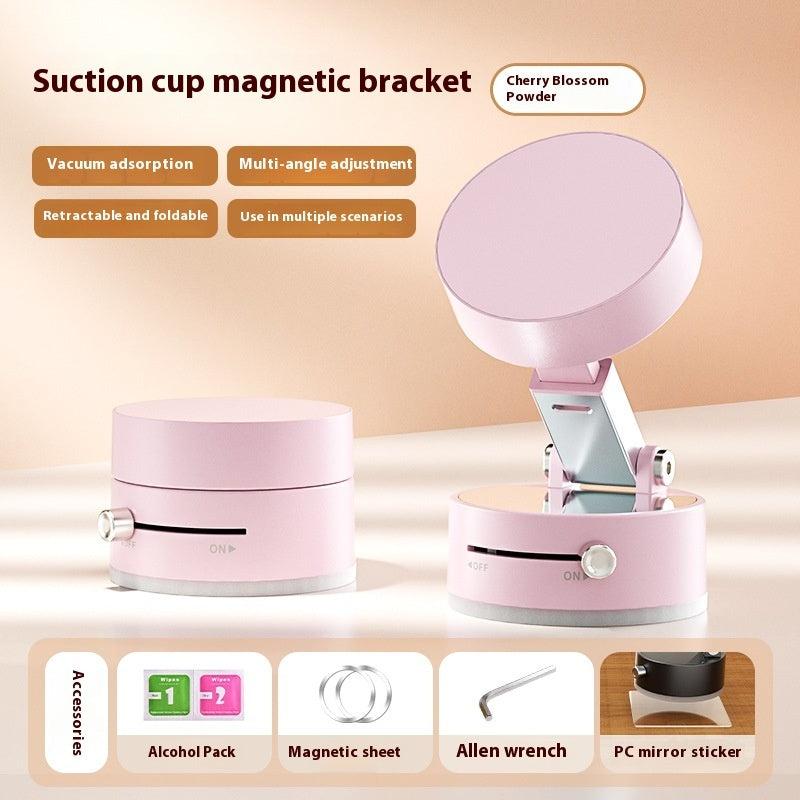 Foldable magnetic vacuum car phone holder with suction cup for hands-free smartphone navigation and secure dashboard mounting