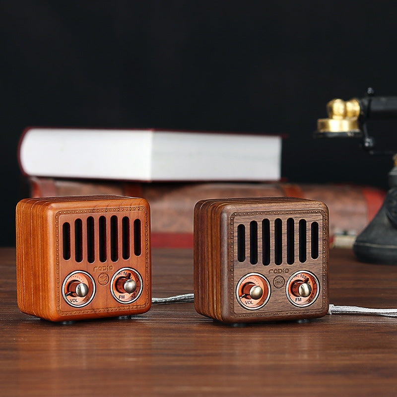 Haut-parleurs Bluetooth en bois Rétro Audio en bois massif avec carte radio