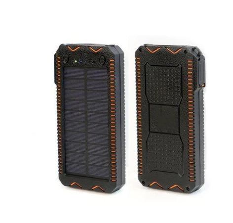 Batterie Externe Solaire Rugged — Torche LED, Briquet, Étanche & Anti-Choc