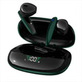 Wireless Bluetooth headsets in green, red, and white colors with low latency for gaming and multifunction features