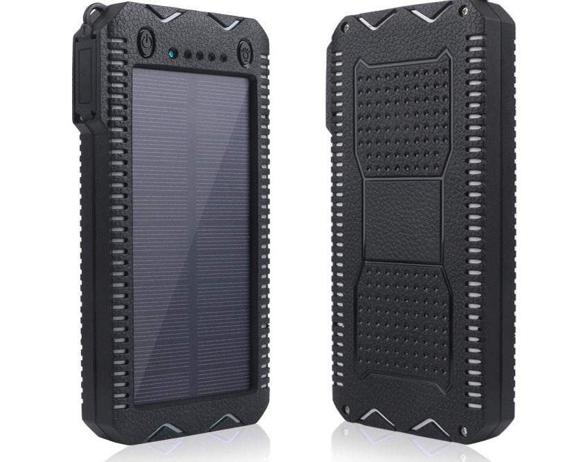 Batterie Externe Solaire Rugged — Torche LED, Briquet, Étanche & Anti-Choc