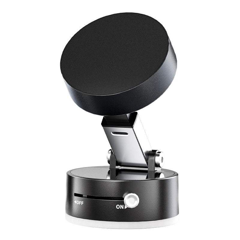 Foldable magnetic vacuum car phone holder with suction cup for hands-free smartphone navigation and secure dashboard mounting