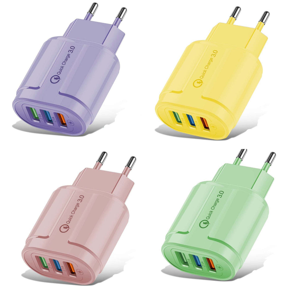 Macaron color charging plug 3-port 5V2A charger in multiple American and European standard colors