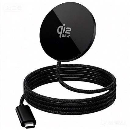 25W ultra-thin magnetic wireless fast charger in white, gray, and orange colors