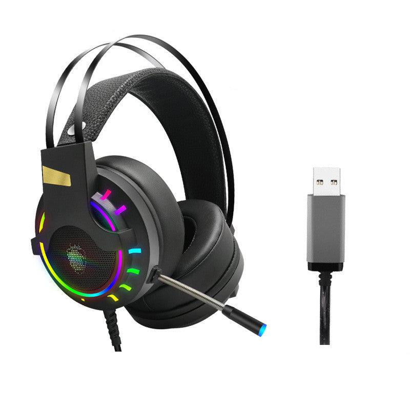 Wired USB headset with microphone for PC computers, over-ear wearing method