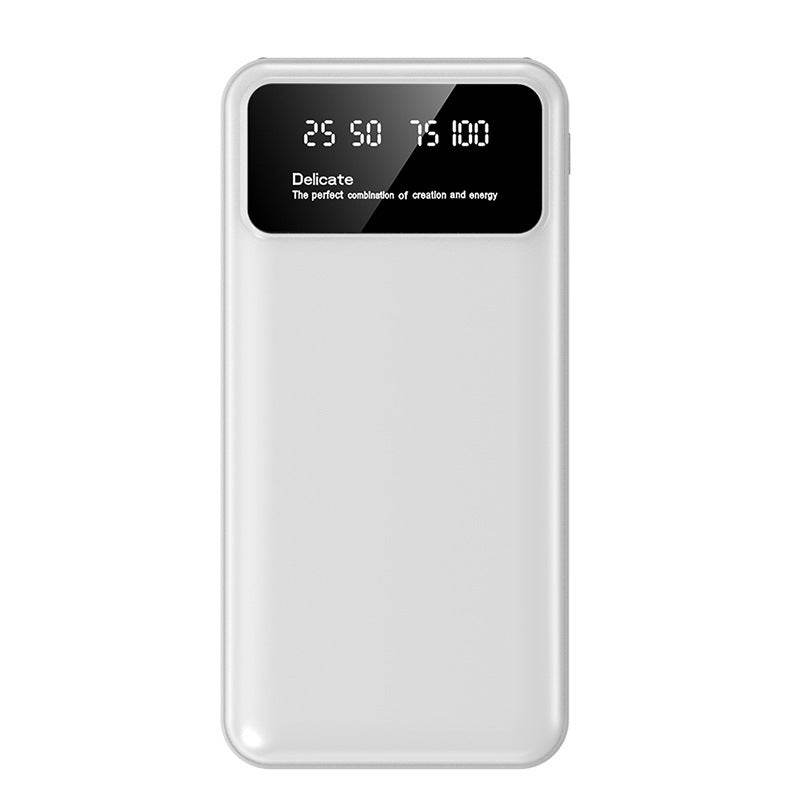 Large capacity portable power bank with 20000mAh battery and multi-USB ports in compact PVC shell