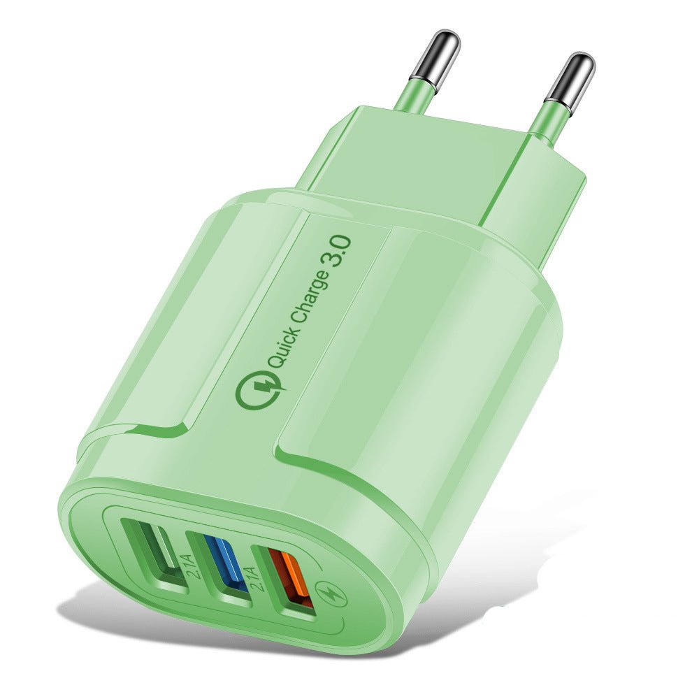 Macaron color charging plug 3-port 5V 2A charger with American and European standards in multiple colors