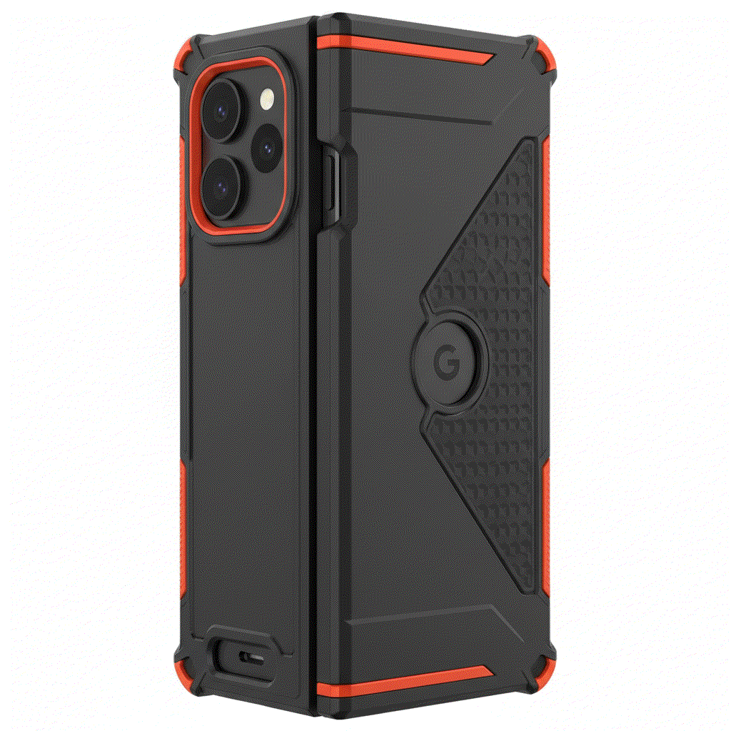 Coque Robuste Armor case protecting Google Pixel 9 Pro Fold with reinforced corners and built-in kickstand