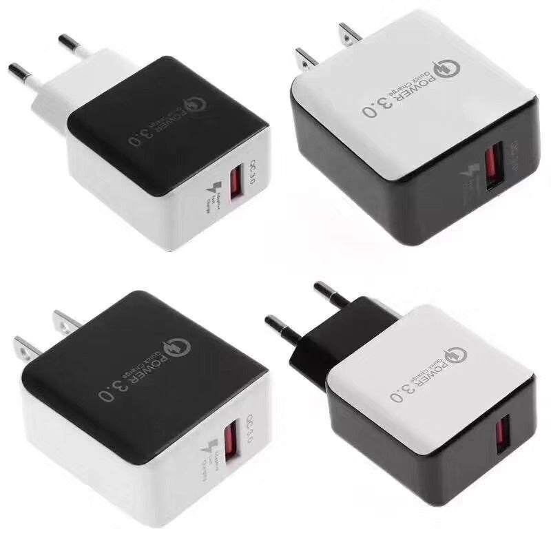 QC30 Charger Head fast charging USB mobile phone plug in white and black colors