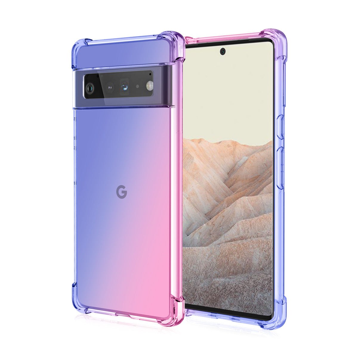 Purple and black TPU mobile phone case with four corner anti-falling protection for Google Pixel models