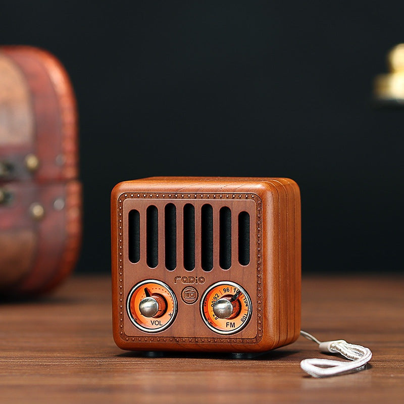 Haut-parleurs Bluetooth en bois Rétro Audio en bois massif avec carte radio
