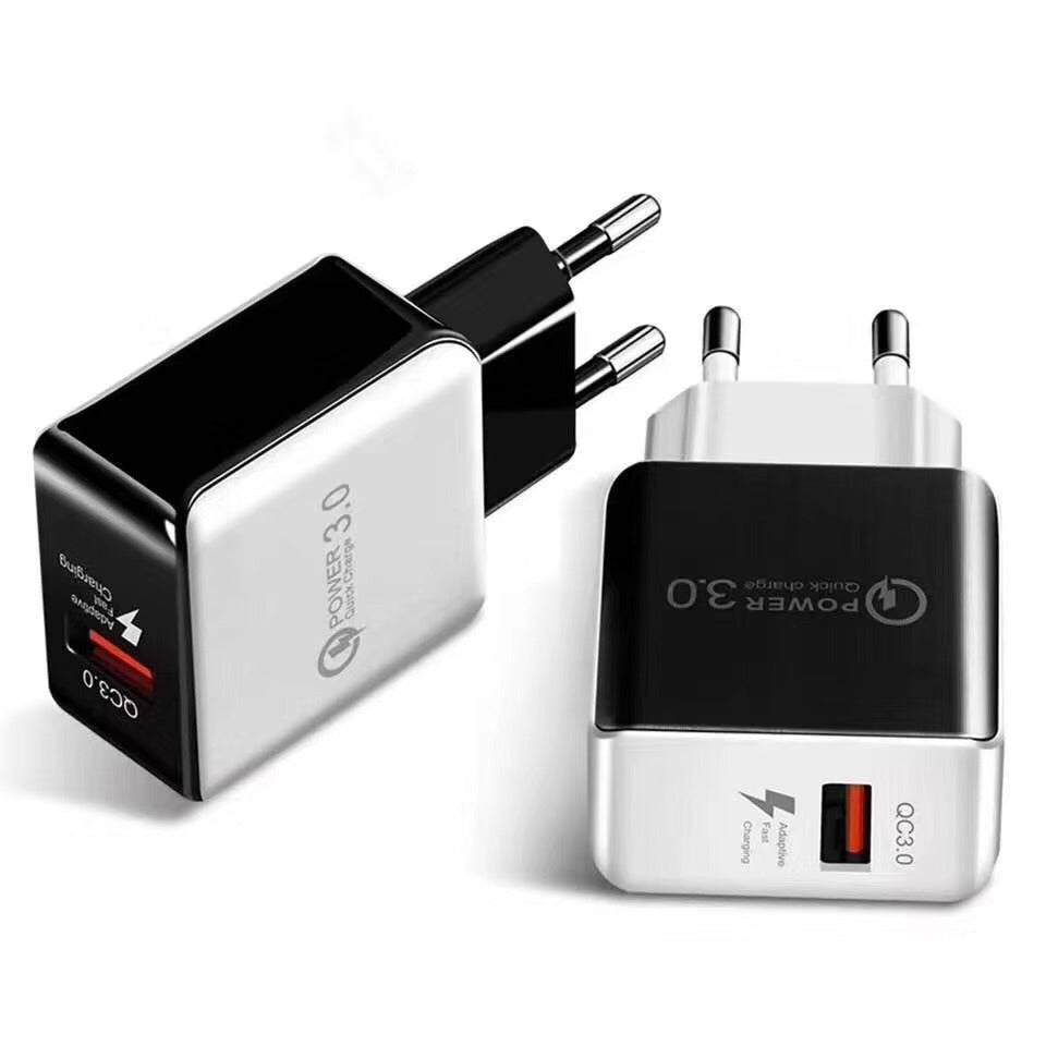 QC30 Charger Head 5V3A USB fast charging plug in white and black with American and European standards