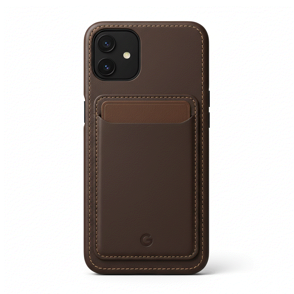 Coque Cuir Premium en cuir vegan marron foncé pour Google Pixel 10 avec porte-cartes intégré et protection élégante